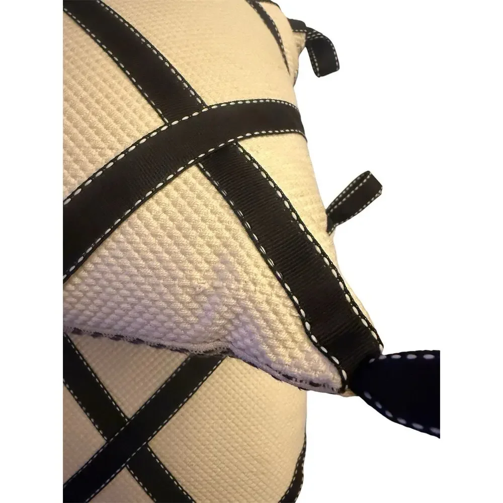 Eastern Accents Throw Pillows Ivory w Black Ribbon Rectangular $270 Made USA